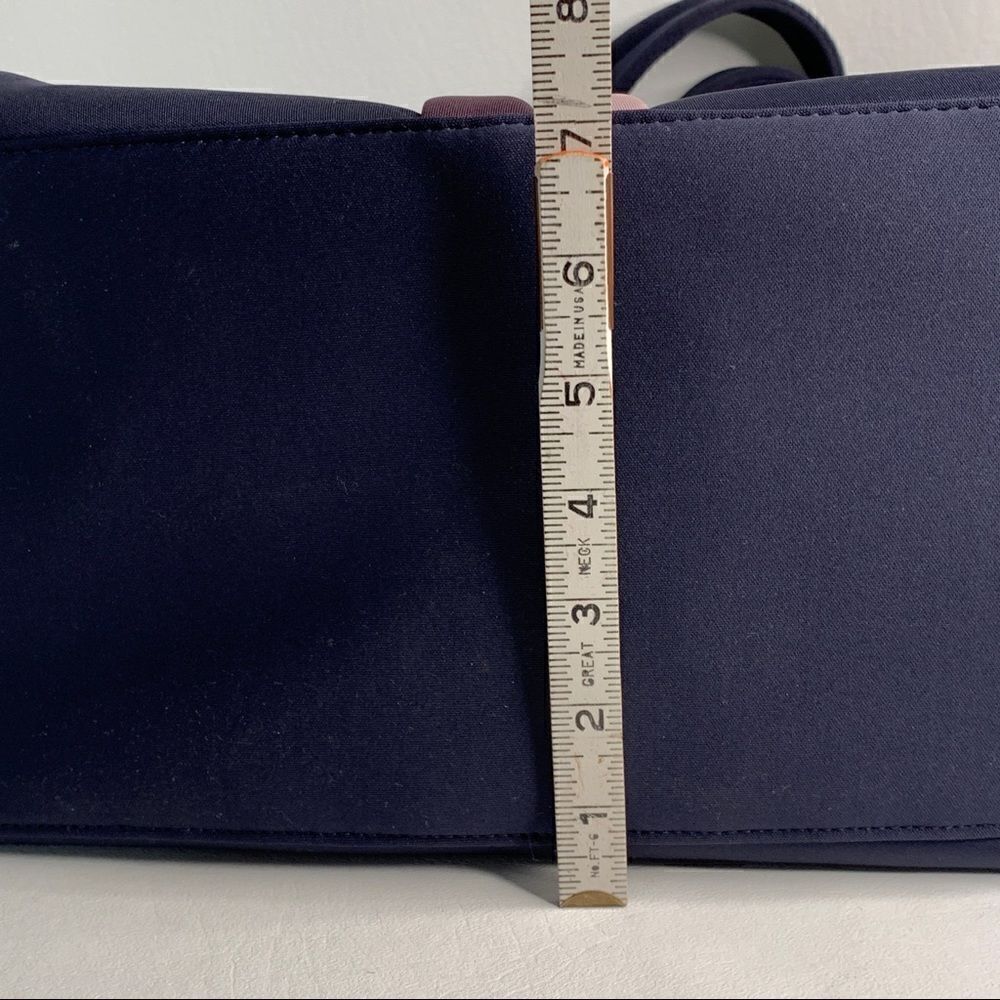 Stella & Dot Navy Blue Bow Front Nylon Tote Bag purse organizer designer - Picture 11 of 11